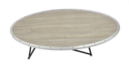 Table basse ronde en fer naturel et noir de 46 po