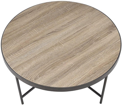 Table basse ronde en fer brun et noir de 32 po