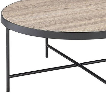 Table basse ronde en fer brun et noir de 32 po