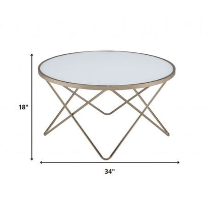 Table basse en verre givré couleur champagne 34" x 34" x 18"