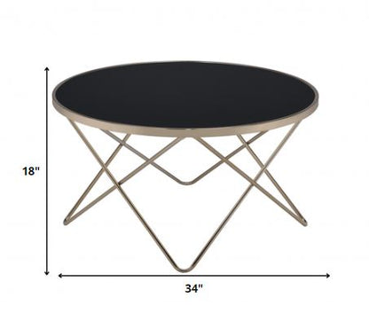 Table basse en verre givré couleur champagne 34" x 34" x 18"