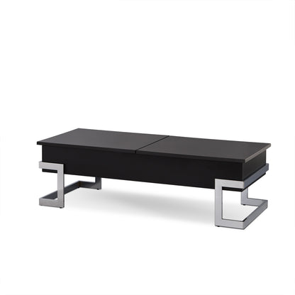 Table basse à plateau relevable en métal blanc et argent de 47 po