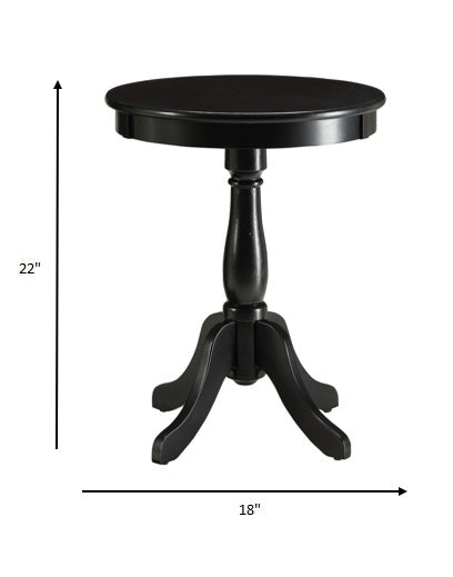 22" Black Solid Wood Round End Table