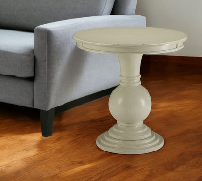 26" Brown Solid Wood Round End Table