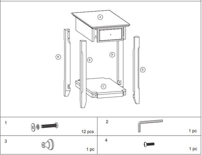 23" Brown Solid Wood End Table