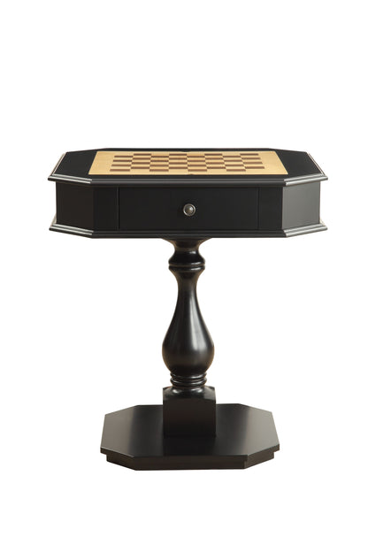 28" Black Octagon Pedestal Console Table And Drawers