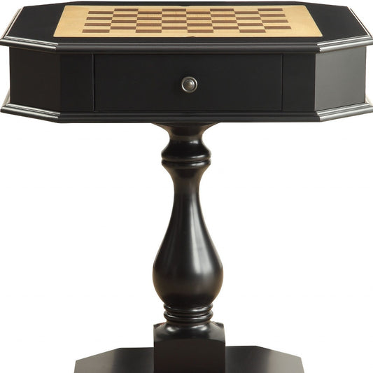 28" Black Octagon Pedestal Console Table And Drawers