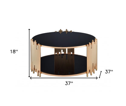 Table basse en verre noir et or 37" x 37" x 18"