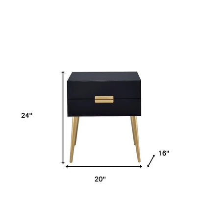 24" Gold And White End Table With Two Drawers