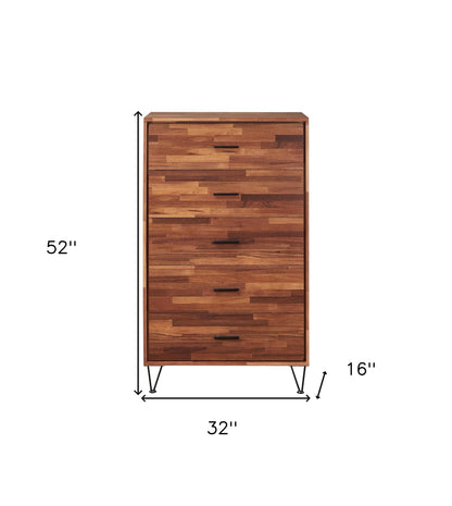 Commode à cinq tiroirs marron de 32 po