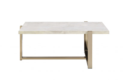 Table basse tubulaire en métal chromé et blanc 43" x 26" x 18"