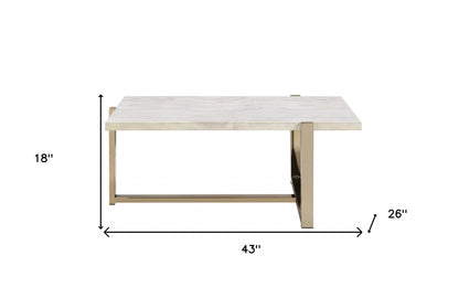 Table basse tubulaire en métal chromé et blanc 43" x 26" x 18"