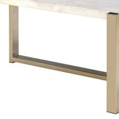 Table basse tubulaire en métal chromé et blanc 43" x 26" x 18"