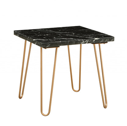 22" Black Faux Marble End Table