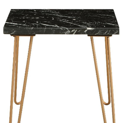 22" Black Faux Marble End Table