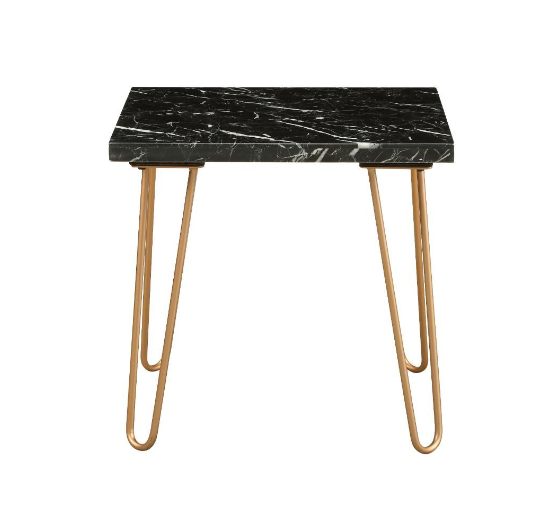 22" Black Faux Marble End Table