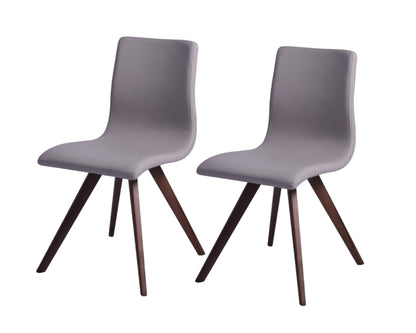 Set of Two Gray And Brown Upholstered Faux Leather Dining Side Chairs