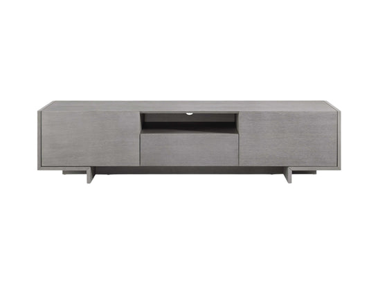 73" Gray Wood Cabinet Enclosed Storage TV Stand