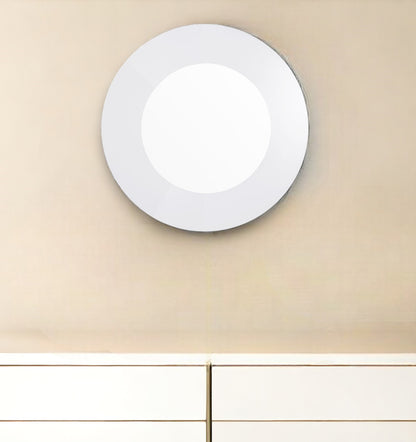 Miroir d'appoint rond encadré blanc de 40 po