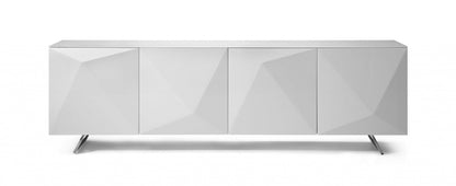 94" White Glass Solid Console Table