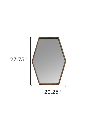 Miroir d'appoint encadré hexagonal brun de 28 po