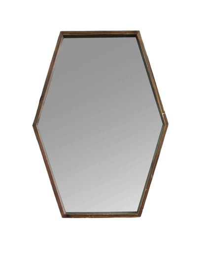 Miroir d'appoint encadré hexagonal brun de 28 po