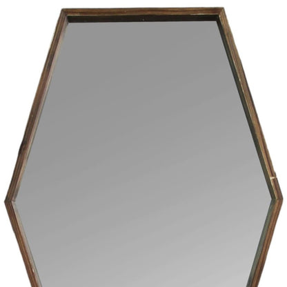 Miroir d'appoint encadré hexagonal brun de 28 po