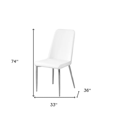 Ensemble de deux chaises de salle à manger rembourrées en similicuir noir et argent