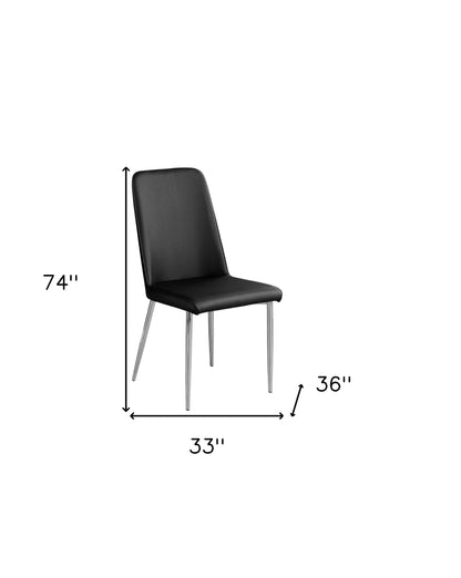 Ensemble de deux chaises de salle à manger rembourrées en similicuir noir et argent