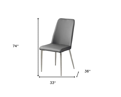 Ensemble de deux chaises de salle à manger rembourrées en similicuir noir et argent