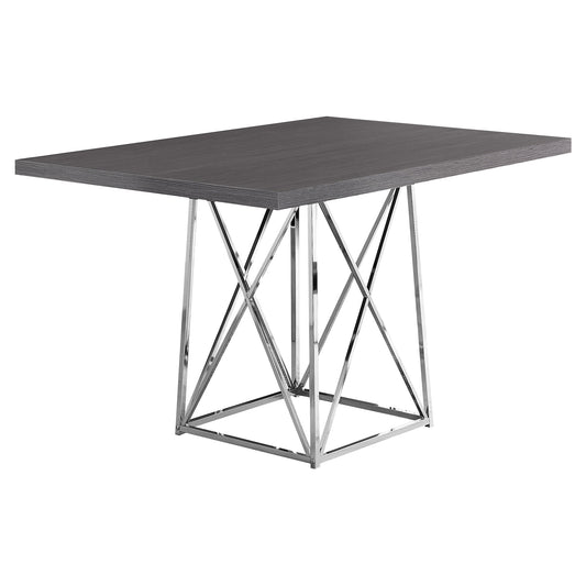 48" Taupe And Silver Metal Dining Table