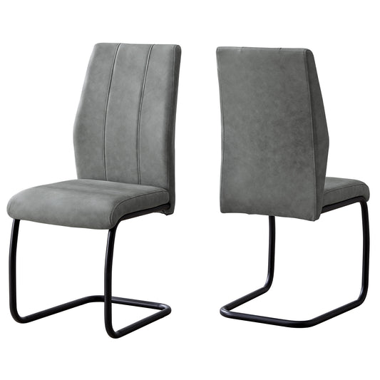 Ensemble de deux chaises de salle à manger rembourrées en polyester gris et noir