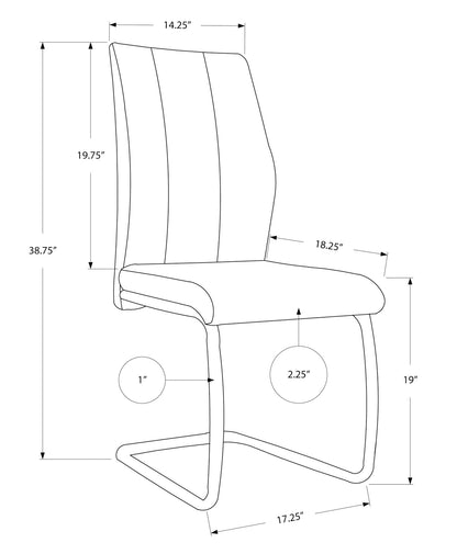 Ensemble de deux chaises de salle à manger rembourrées en polyester gris et noir