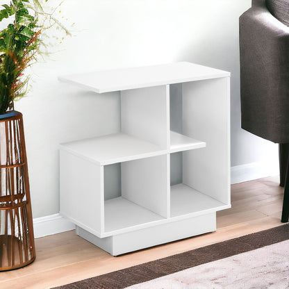 24" White Wood End Table With Four Shelves