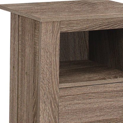 24" Deep Taupe Wood End Table With Shelf