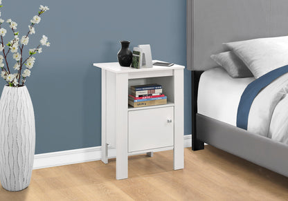 24" White Wood End Table With Shelf