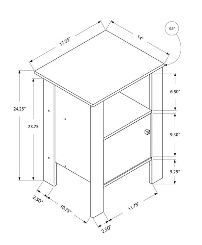 24" White Wood End Table With Shelf