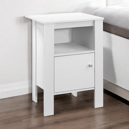 24" White Wood End Table With Shelf