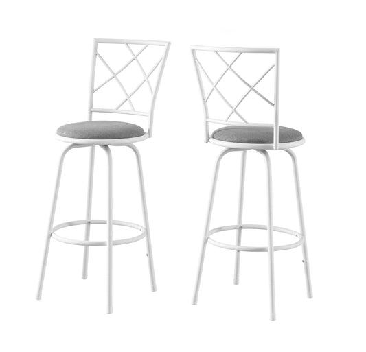 Ensemble de deux chaises de bar en métal gris et blanc de 28 po