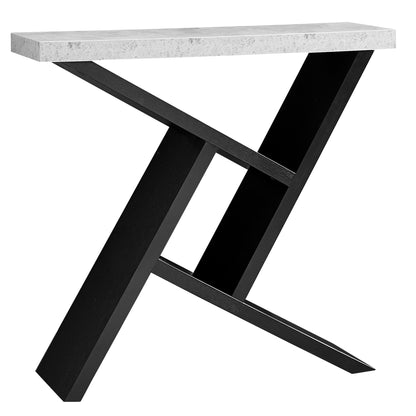 Table console abstraite grise et noire de 36 po avec étagères