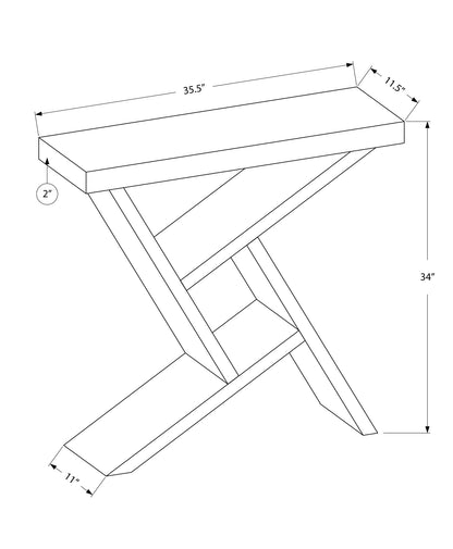 Table console abstraite grise et noire de 36 po avec étagères