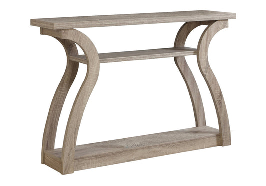 47" Taupe Floor Shelf Console Table With Storage