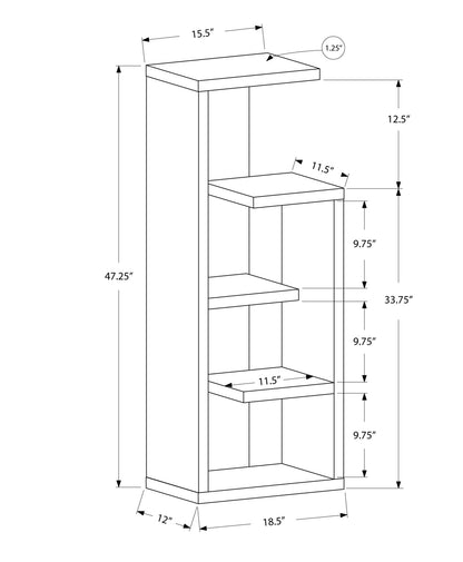 Bibliothèque étagère en bois taupe foncé 47"