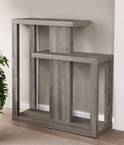 32" Taupe Free form Floor Shelf Console Table With Storage