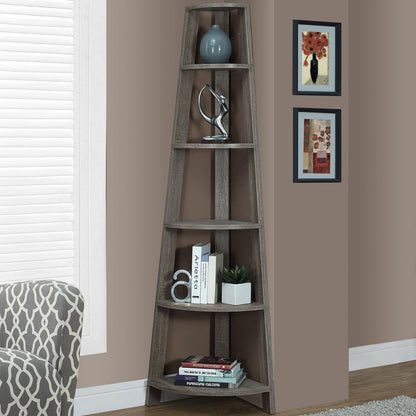 71" Gray and White Wood Corner Bookcase