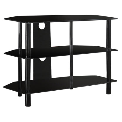 36" Black Metal Open Shelving TV Stand