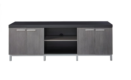 60" Black and Gray Cabinet Enclosed Storage TV Stand