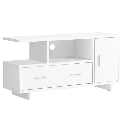 47" White Cabinet Enclosed Storage TV Stand