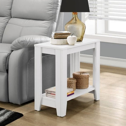 Table d'appoint en bois blanc de 22 po avec étagère