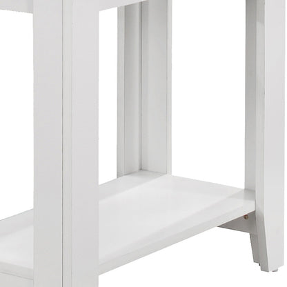 Table d'appoint en bois blanc de 22 po avec étagère